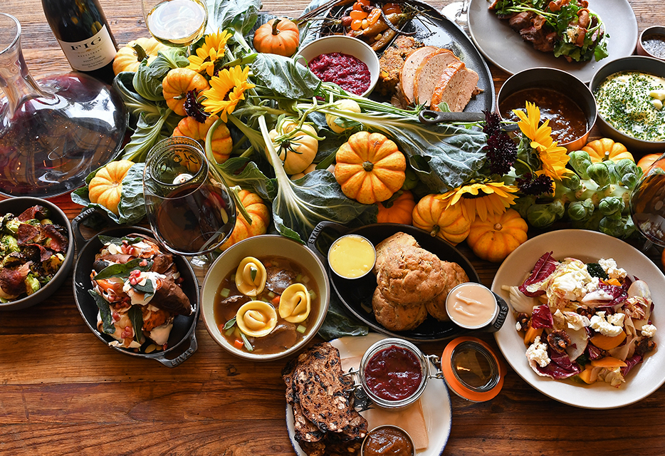 Thanksgiving meal on a table